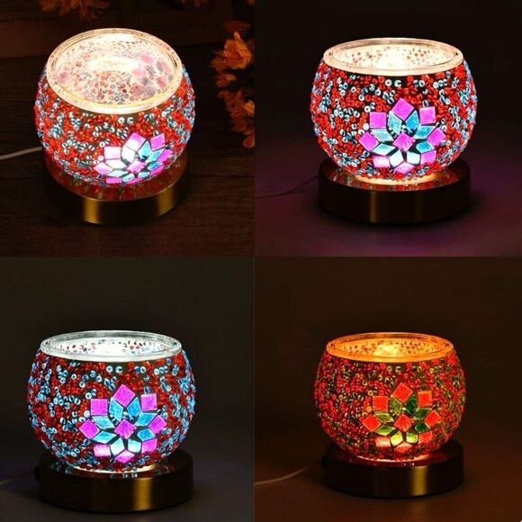 Red Turkish Mosaic Glass Table Lamp (Bulb Type E12) New - Picture 2 of 6